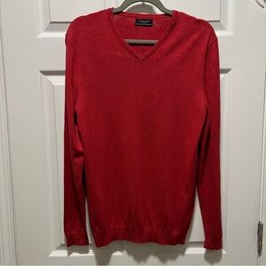 Zara Man Red V-neck Sweater Medium